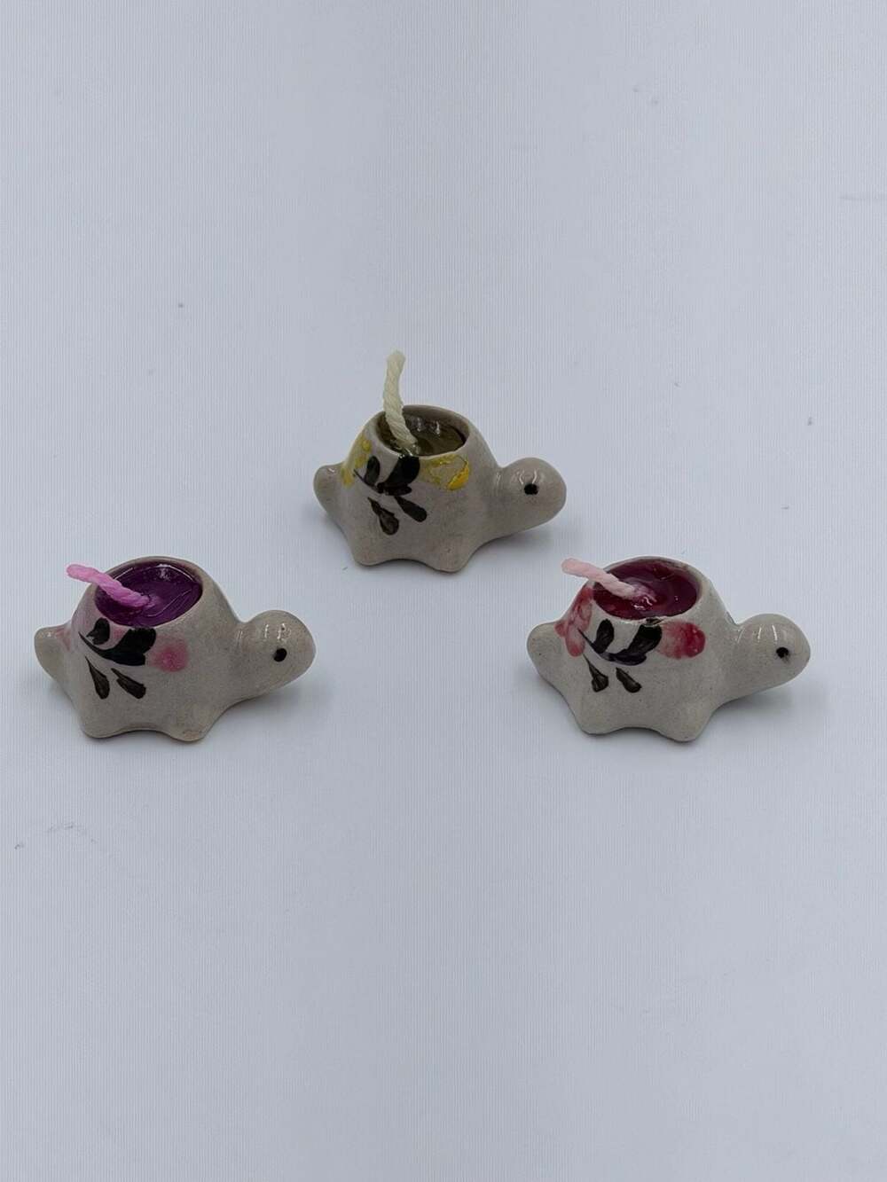 Handmade Ceramic Turtle Candle Holder Set Of Three Mini